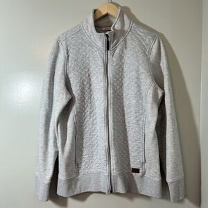 L.L. Bean Womens Quilted Full Zip Sweatshirt Jacket Long Sleeve Gray XL 508104